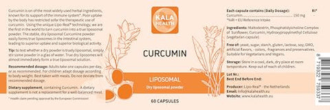 Cápsulas Lipossomais de Cúrcuma para Absorção Ótima de Curcumina – Alta dose de Curcumina (60) - KALA HEALTH