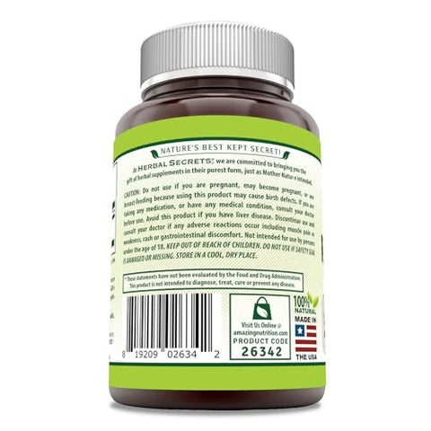Red Yeast Rice 1200 Mg por Porção, 240 Cápsulas Vegetais | Não-OGM | Sem Glúten | Fabricado nos EUA - Herbal Secrets