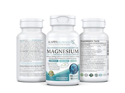 KAPPA NUTRITION - Kappa Nutrition: Magnésio Elemental 420mg, 2.253mg por Porção, 120 Cápsulas