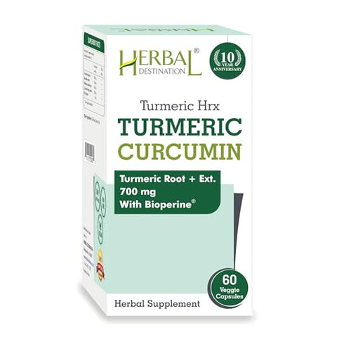 Herbal Destination - Turmeric HRX – 60 Cápsulas (Pacote com 2) – Curcumina, Boswellia, Curcuma – 100% Natural e Potente