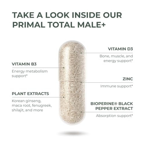 Tribulus Terrestris, Fenugreek, Ginseng Coreano, Maca Root Horny Goat Weed para Homens – Estimulante Natural – 90 Cápsulas - Primal Harvest