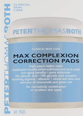 Max Complexion Correction Pads – Embalagem pode variar | Tratamento Facial em Pads | 60 Pads | Ácido Salicílico | Ácido Glicólico | Pele Renovada - Peter Thomas Roth