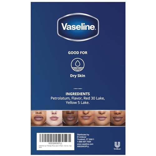 Lip Therapy Rosy Lips Mini – Geléia de Petróleo Pura, Hidratação Avançada, Fragrância de Rosa Leve, Tonalidade Rosa Suave nos Lábios, Mini Geléia de Petróleo Vaseline, Lábios Macios - Vaseline