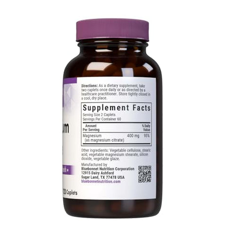 Nutrition Magnesium Citrate 400mg – Máxima Absorção, Suporte à Saúde Imunológica - Bluebonnet
