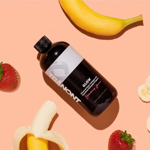 Glow Bebida Proteica de Colágeno Morango Banana | 15 fl oz (443 ml) | Suporte para Cabelo, Pele, Unhas e Articulações | Biotina e Ácido Hialurônico | Beleza e Cuidados com a Pele | Peptídeos de Colágeno - Tranont