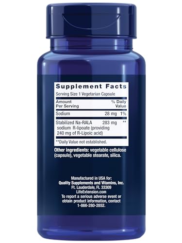 Super R-Lipoic Acid 240 mg – Suporte à Energia Celular – Suplemento Anti-Envelhecimento e Saúde do Fígado – Sem OGM, Sem Glúten – 60 Cápsulas Vegetarianas - Life Extension