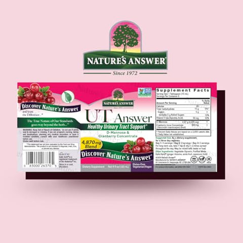 Nature's Answer - Nature’s Answer UT Answer | Suporte ao Sistema Urinário | Sabor de Cranberry | Livre de Álcool, Glúten e Testado em Animais