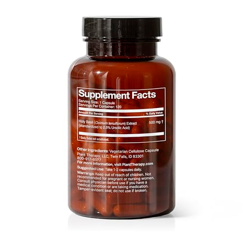 Cápsulas de Suplemento Herbal Holy Basil, Suporte para Estabilidade Emocional – 60 cápsulas - Plant Therapy