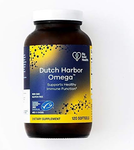 BIG BOLD HEALTH - Óleo de Fígado de Bacalhau do Alasca Selvagem Dutch Harbor – 120 Softgels, Sabor Limão – Rico em Ômega-3 com DPA, DHA