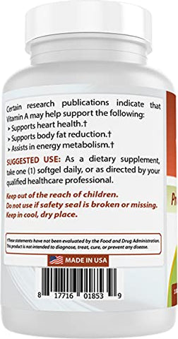 Best Naturals - Melhor Naturals Vitamina A 25000 UI (7500 mcg), Fórmula Não-OGM Suporta Visão Saudável