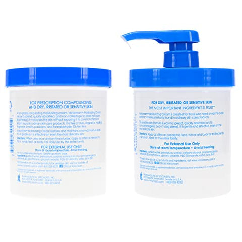 Vanicream Creme Hidratante para Pele com Dosador de Bomba e Pote Extra, Combo Pack de 454g Cada