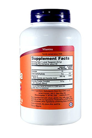 NOW Foods - Acerola em Pó Extrato 4:1 NOW, 170g (Pacote com 2)