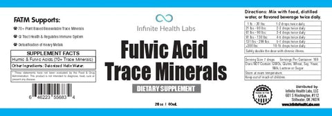 Infinite Health Labs - Suplemento de Minerais Traços de Ácido Fúlvico – 169 Porções – Gotas Líquidas de Eletrólitos Multiminerais de Ácido Húmico – Extrato Bioativo