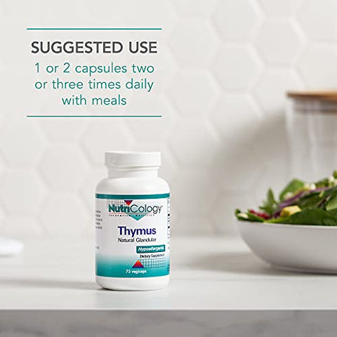 Thymus – Suplemento de Tecido de Timo, Extrato Glandular, 1000mg de Glândula de Timo Crua, Ovina, Liofilizada, Hipoalergênica – 75 Unidades - Nutricology