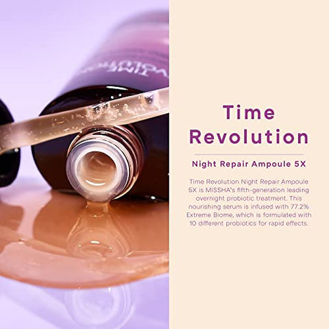 Time Revolution Night Repair Ampola Facial (5ª Geração) – Cuidados Intensivos e Radiância com Probióticos Noturnos, 50ml - MISSHA