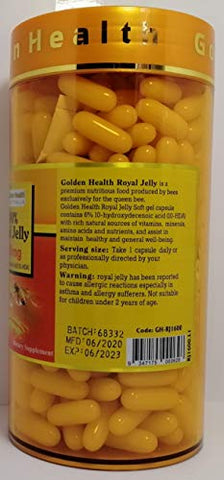Golden Health - Geléia Real 1600mg 365 Cápsulas 6%% 10-HDA Fabricado na Austrália – Royal Jelly g – Melhor Marca
