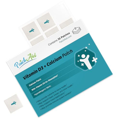 Patch Aid - PatchAid – Adesivo Tópico de D3/Calcium 30 Dias – Fornecimento de 30 Dias