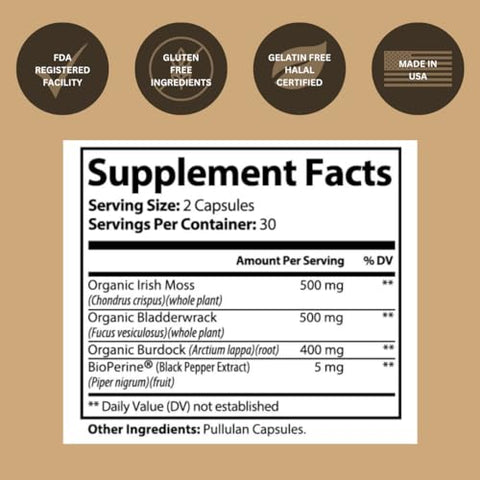 Black Girl Vitamins - Vitaminas Black Girl – Cápsulas de Sea Moss Irlandês (500 mg) para Suporte Imunológico – Sea Moss Orgânico