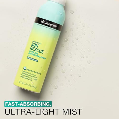 Sun Rescue Spray Pós-Sol Hidratante com Ácido Hialurônico, Vegano e Leve 48-Hidratação em Spray para Pele e Corpo, Hidratação Não Comedogênica, 200ml - Neutrogena