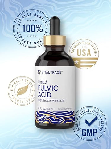 Fulvic Acid Drops 118 ml | Minerais Traços Líquidos | Suplemento Iônico | Vegetariano, Não-OGM - Carlyle