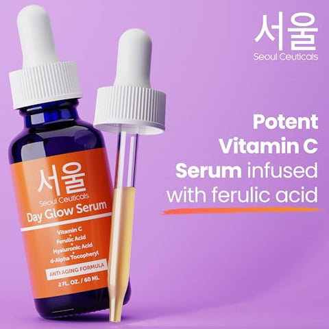 Serum Vitamina C 20%% 2oz Grande – Ácido Hialurônico CE Ferulic – Anti-idade Potente, Antirrugas K Beauty – 60ml - SeoulCeuticals