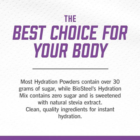 BIOSTEEL - BioSteel Zero Sugar Mix de Hidratação, Sabor Uva, 45 Porções por Pote – Hidratação Deliciosa com 5 Eletrólitos Essenciais
