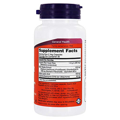 NOW Foods - Now Foods Red Yeast Rice600 Wcoq10 60v, 60 CT – Arroz Vermelho da Now Foods com Coenzima Q10, 60 cápsulas