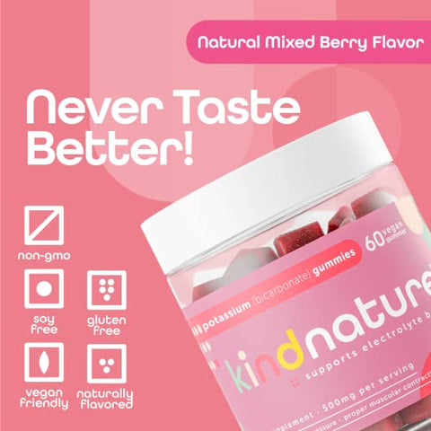 kindnature - Kind Nature – Suplemento de Potássio 500mg – Gomas Mastigáveis para Adultos