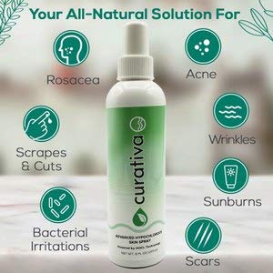 Curativa Bay Skin Beautiful - Curativa Bay Spray de Pele Hipoclorosa .02%%, Pele Limpa, Mais Eficaz para a Saúde Total da Pele e Base para todos os Cuidados com a Pele. 100%% Orgânico, Fabricado nos EUA, Resultados Incríveis 240 ml