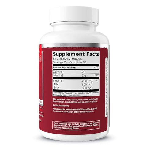 Suplemento Ômega-3 de Óleo de Peixe Essential Elements com EPA – 1000mg – 60 Cápsulas