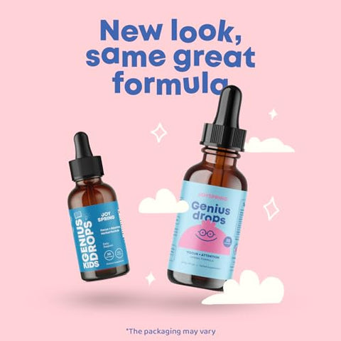 Genius Drops JoySpring – Suplemento de Foco Orgânico para Crianças | Comprovado Clinicamente para Melhor Desempenho Escolar | Suplemento Líquido de Foco Herbal para Crianças com