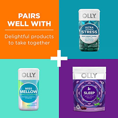 Hello Happy Gummy Worms – Equilíbrio de Humor, Vitamina D, Açafrão, Suplemento Mastigável para Adultos, Sabor Tropical – 60 Unidades - OLLY