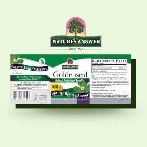 Nature's Answer - Cápsulas Vegetarianas de Raiz de Hydrastis canadensis Nature’s Answer, 50 unidades | Promove Bem-Estar Geral | Reforço Natural do Sistema Imunológico | Redutor de Inflamação