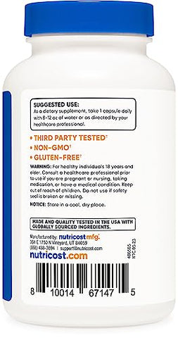 Colostrum 500mg – 120 Cápsulas | Livre de Glúten | Marca Nutricost - Nutricost