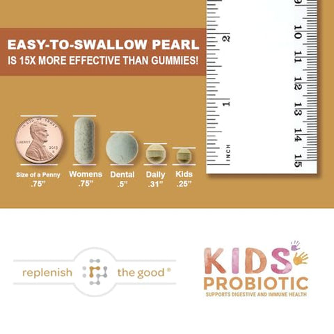 Replenish the Good - Kids Vegan Probióticos, 60 Pérolas Minúsculas – Recuperação Antibiótica – Auxilia a Imunidade das Crianças