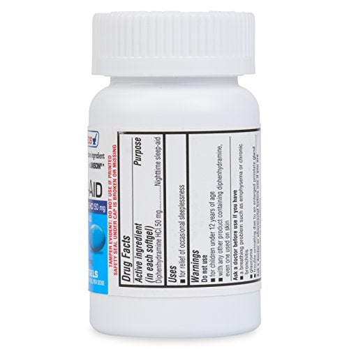 Nighttime Sleep Aid Diphenhydramine Hydrochloride 50mg Extra Strength Sleepgels – Suporte para um sono profundo e reparador para adultos (Pacote Duplo – 192 Softgels) - ValuMeds