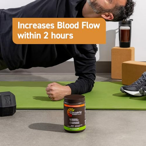 Pó de Cacau para Saúde Cardiovascular, 30 Porções, 500mg de Flavanóis de Cacau, Apoio à Saúde do Coração, Aumenta Óxido Nítrico, Melhora Circulação, Energia, Pré-treino, Vegano, Chocolate Amargo - CocoaVia