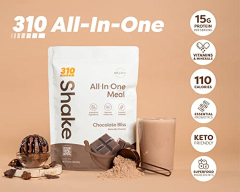 Shake Substituto de Refeição All-In-One – Nova Fórmula com Mistura de Superfoods Veganas Ricas em Fibras – Adoçantes Naturais – Shake Low Carb, Keto - 310 Nutrition