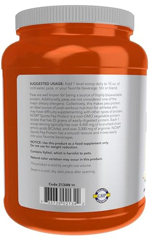 Sports Nutrition – Proteína de Ervilha 25g com BCAAs, Fácil Digestão, Pó de Baunilha Toffee, 2 Libras - NOW Foods