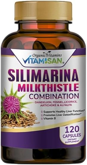 VITAMISAN - Silimarina de Cardo Mariano com Dente-de-leão, Funcho, Alcaçuz, Alcachofra e Alfafa – Desintoxicação