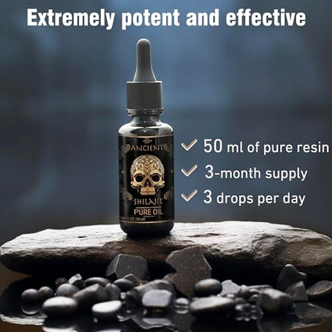 ad hoc - Gotas de Shilajit Puro do Himalaia – Suporte à Resistência, Melhora o Desempenho Físico – Resina Orgânica Autêntica de Shilajit – Ácido Fúlvico Húmico – Suplemento Mineral – Fácil de Usar
