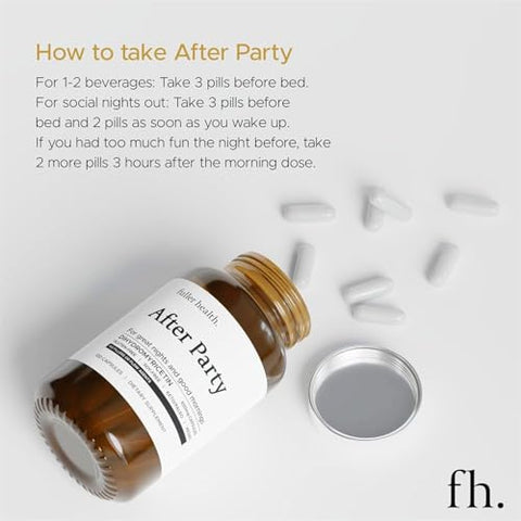 Fuller Health - After Party, Suplemento de Dihidromiricetina | Suporte ao Fígado, Metabolismo, Níveis de Energia, Alívio Pós-Celebração | Sensação de Renovação, 650mg por Cápsula | 1 Frasco, 24 Porções