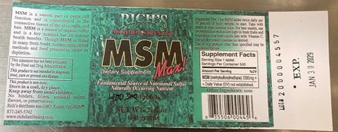 Generic - Rich’s – MSM Max 1200 mg, 400 ct: Potencialize sua saúde com o MSM Max 1200 mg, 400 comprimidos