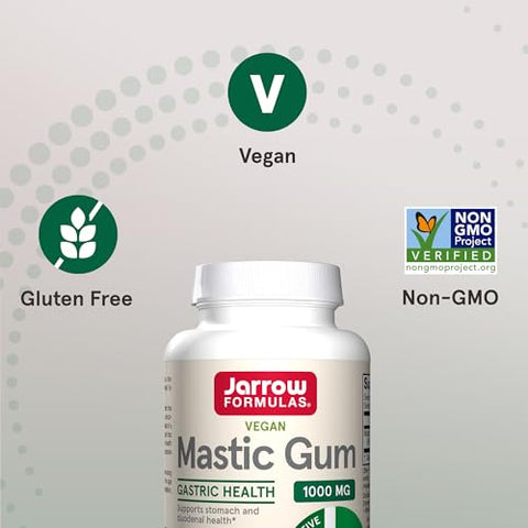 Mastic Gum 1000 mg – Suplemento Dietético para Suporte à Saúde Gastrointestinal – 60 Cápsulas Vegetais – 30 Dias de Fornecimento - Jarrow Formulas