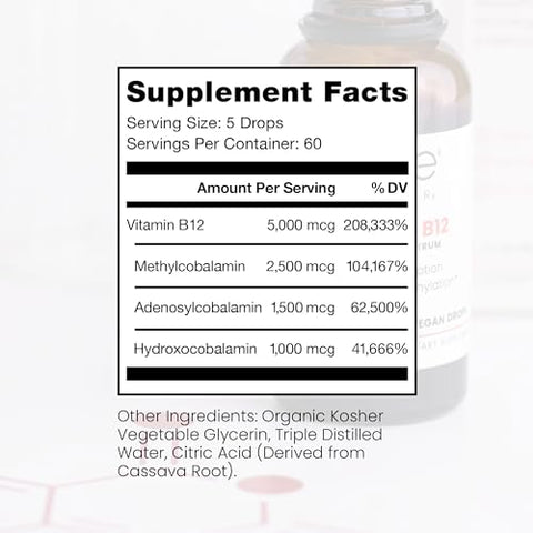 Pure Therapro Rx - Pure TheraPro – Vitamina B12 Methylcobalamin e Hydroxocobalamin Líquida Sublingual Vegana Bioativa – 30ml