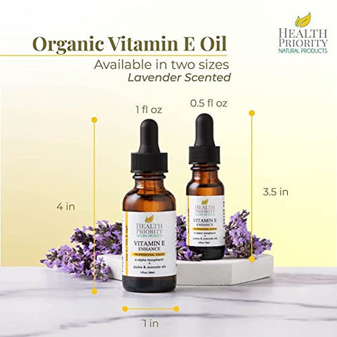 Health Priority Natural Products - Óleo de Vitamina E Orgânico Health Priority para a Pele – 100% Natural e Hidratante | 30ml