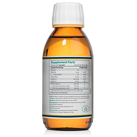 Rosita Real Foods - Óleo de Fígado de Bacalhau Extra Virgem Rosita – Líquido 100ml