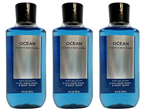 Bath & Body Works - Lote de 3 Bath and Body Works Ocean Signature Collection Shampoo 2 em 1 Cabelo e Corpo para Homens 300 ml