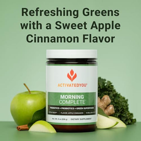 Morning Complete: Superfood em Pó para Saúde Intestinal com Prebióticos, Probióticos, Antioxidantes, Superfoods Verdes, 10 Bilhões de UFCs, 30 Porções - ACTIVATEDYOU