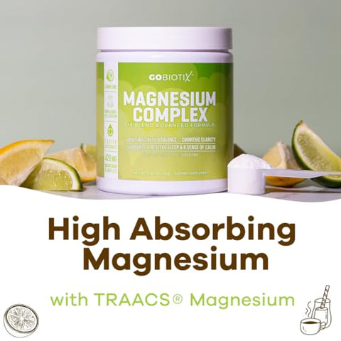 GOBIOTIX - GoBiotix Pó de Magnésio Glicinato – Suplemento de Complexo de Magnésio com Citrato, Malato e Glutamina Quelato – Sem Açúcar, Não Transgênico – 420 mg por Porção – 60 Porções por Frasco